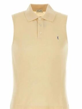 ⚡️flash sale 🏁 Saint Laurent Sleeveless Polo Top S Quiet luxury Designer Minimal